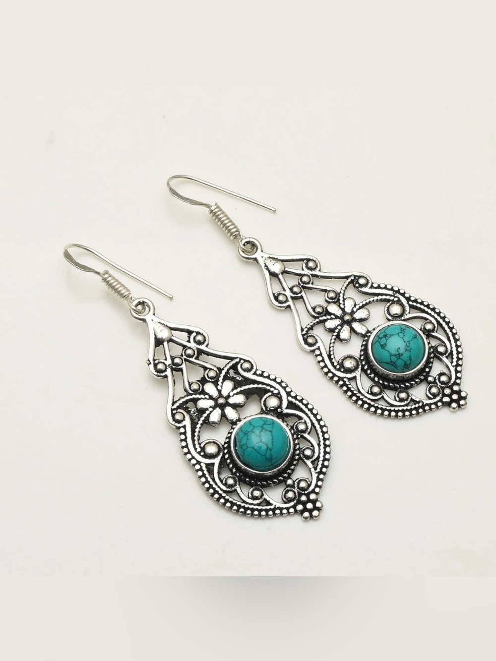 Turquoise Artisan Handcrafted Gemstone Drop Dangle Earrings